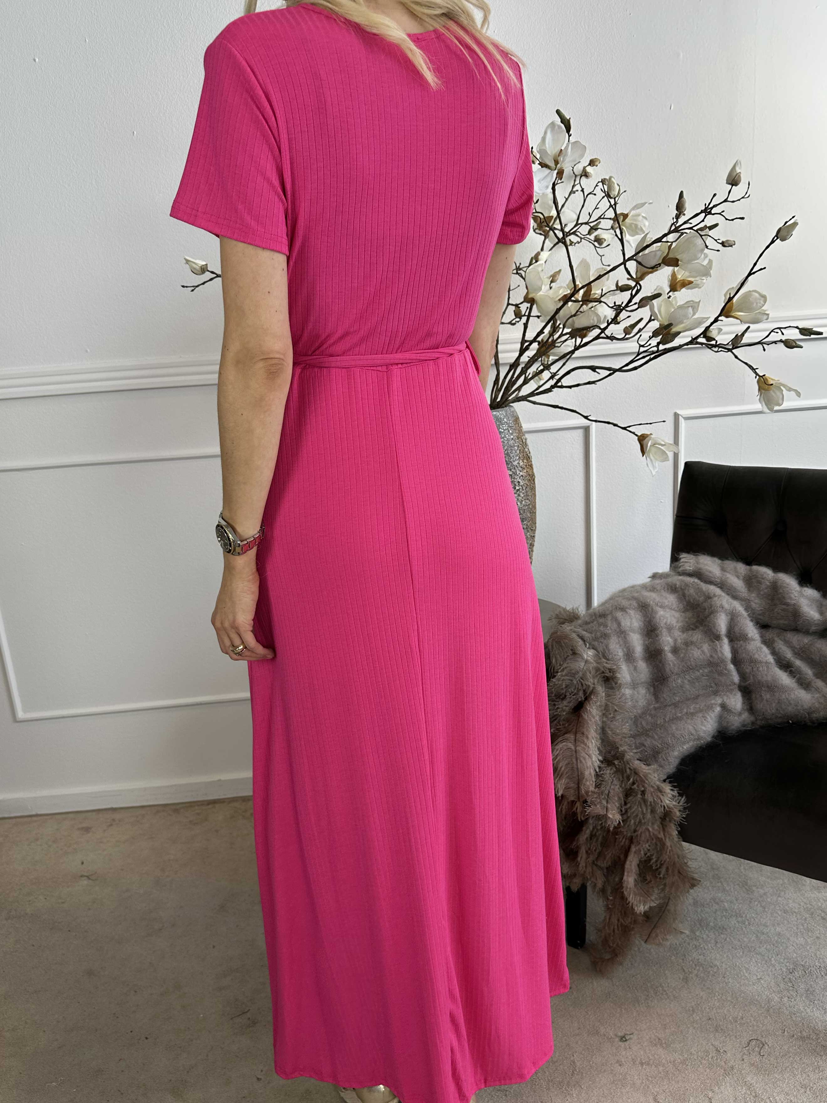 Elene - Lang kjole med bindebånd i taljen